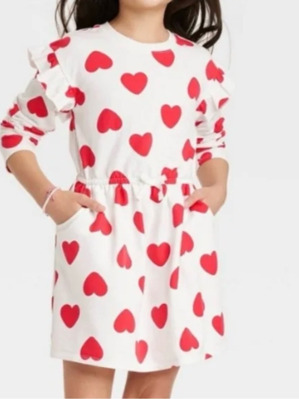 Cat & Jack White Dress with Red Heart Print